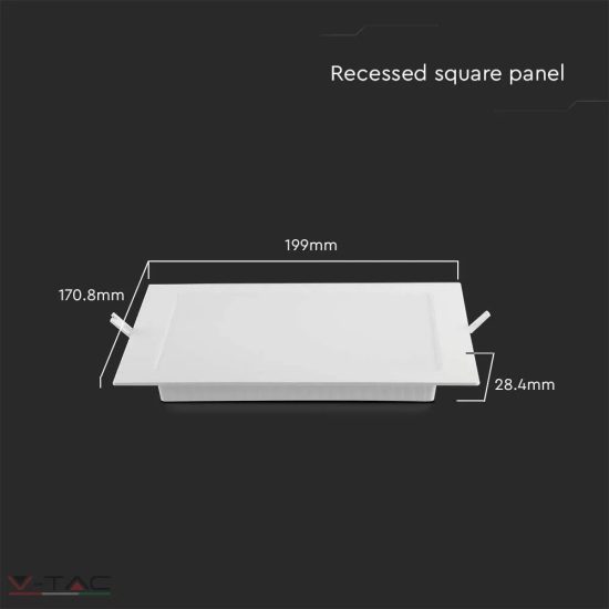 12W Négyszög Süllyeszthető LED panel 3000K - 10483 V-TAC