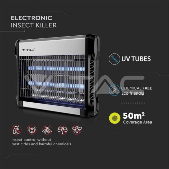 V-TAC ELEKTROMOS ROVARCSAPDA / 2 x 8W-os UV fénycsővel / 50m2-es hatótávolság / IP20 / VT-3216 11179 V-TAC ELEKTROMOS ROVARCSAPDA / 2 x 8W-os UV fénycsővel / 50m2-es hatótávolság / IP20 / VT-3216 11179