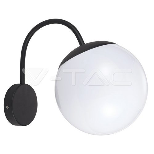 Fali lámpa 1xE27 Matt fekete színű, opál búrával (V-TAC)