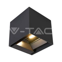   9W COB LED napelemes falilámpa akkumulátorral, 1x2600 mAh, 16 óra üzemidő, fekete színű, 4000K, IP65 (V-TAC)