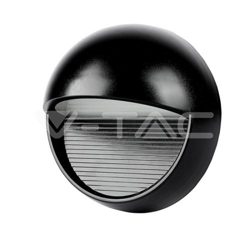 3W LED Lépcsővilágítás kerek alakú, fekete színű, meleg fehér (V-TAC)