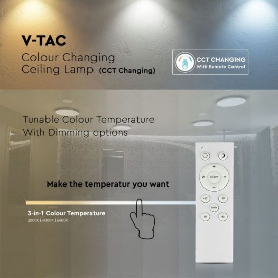 V-TAC LED DESIGN MENNYEZETI LÁMPA / 65W / Dimmelhető / 3 in 1 vezérlővel / VT-8503 14611