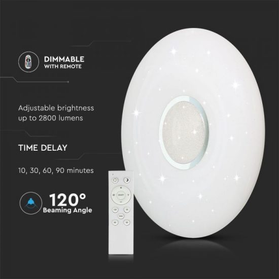 60W dimmelhető kristály hatású LED mennyezeti design lámpa 3 in 1 vezérlővel - 14911 V-TAC