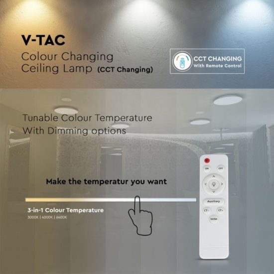 V-TAC LED DESIGN MENNYEZETI LÁMPA / 40W / Csillogó hatás / Dimmelhető / 3 in 1 vezérlővel / VT-8404 14931