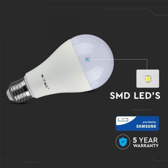 15W LED izzó Samsung chip E27 A65 3000K 5 év garancia - PRO159 V-TAC