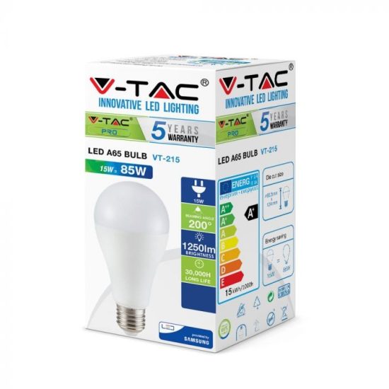 V-TAC VT-51015 ampoule led E27 15W A90 blackout avec batterie 4.5 heures  lumière 4000k lampe de secours utilisable comme torche sku 7795