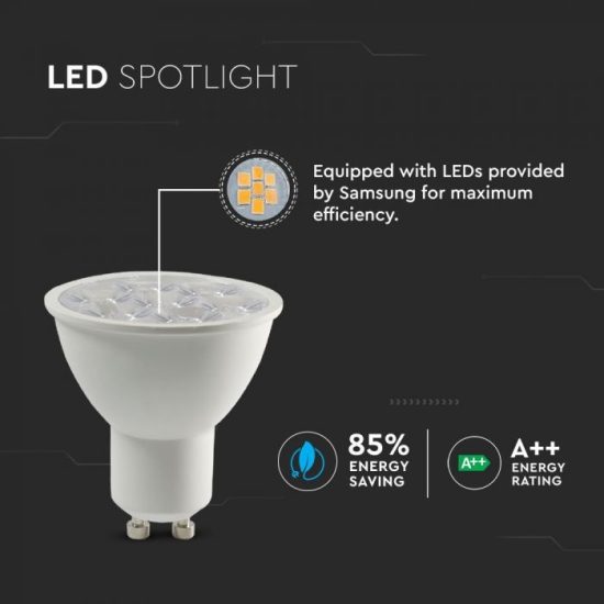 V-TAC LED SPOT / GU10 / 6W / 10° / 3000K - meleg fehér / 500lumen / Samsung chip / VT-249 20026