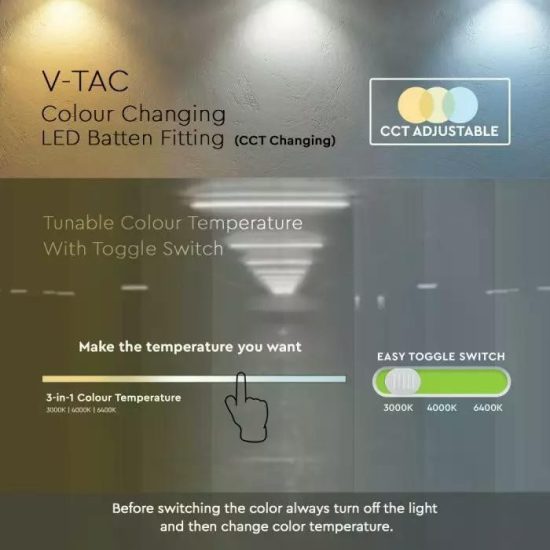 V-TAC LED BÚTORVILÁGÍTÓ / Samsung chip / 120cm / 3 az 1-ben fehér / 4800lumen / 40W / fehér / VT-8-45 20149