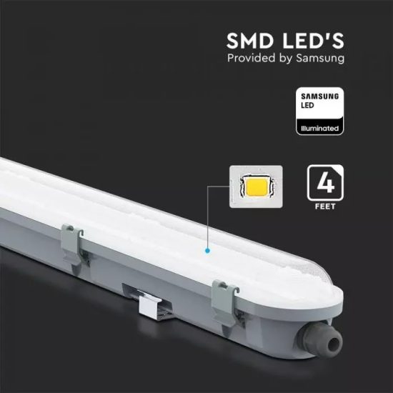 V-TAC LED VÍZMENTES LÁMPATEST / Samsung chip / 36W / hideg fehér - 6400K / 120cm / fehér / VT-120036 20206