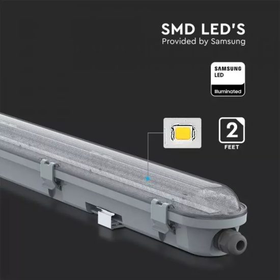 V-TAC LED VÍZMENTES LÁMPATEST / Samsung chip / 18W / hideg fehér - 6400K / 60cm / átlátszó / VT-60018 20208