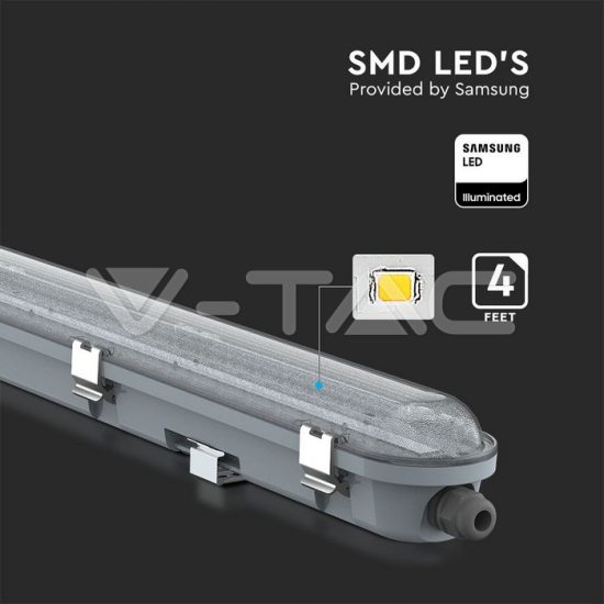 36W Sorolható LED Vízálló lámpa Samsung chip opál búra 120 cm 6400K - 20218 V-TAC