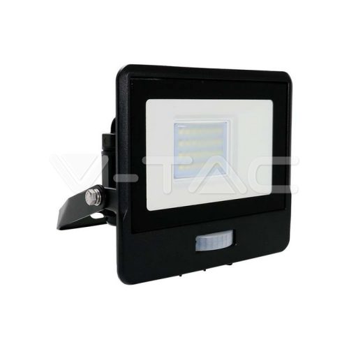 20W LED PIR mozgásérzékelő reflektor SAMSUNG Chip fekete színű 4000K (V-TAC)