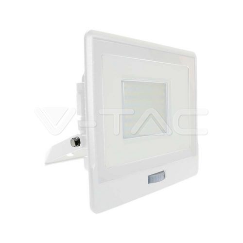 50W LED PIR mozgásérzékelő reflektor SAMSUNG Chip fehér színű 4000K (V-TAC)