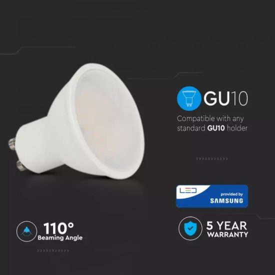 V-TAC LED SPOT/ GU10 / Samsung chip / 110°/ 5W /  VT-205 nappali fehér 202