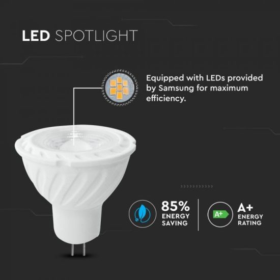 LED spotlámpa 6,5W MR16 Samsung chip 12V 110° 3000K - PRO204 V-TAC