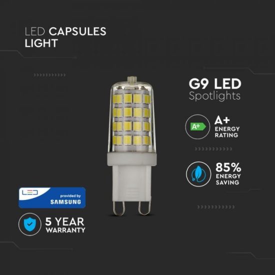 LED spotlámpa 3W G9 230V Samsung chip 3000K - PRO21246 V-TAC