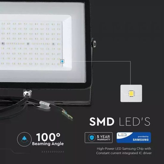 300W LED Reflektor Samsung chip fekete 4000K - 21422 V-TAC