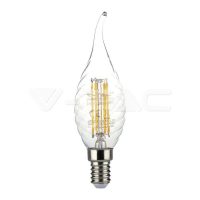   4W Retro LED izzó Filament E14 csavart gyertyaláng Meleg fehér - 214308 V-TAC