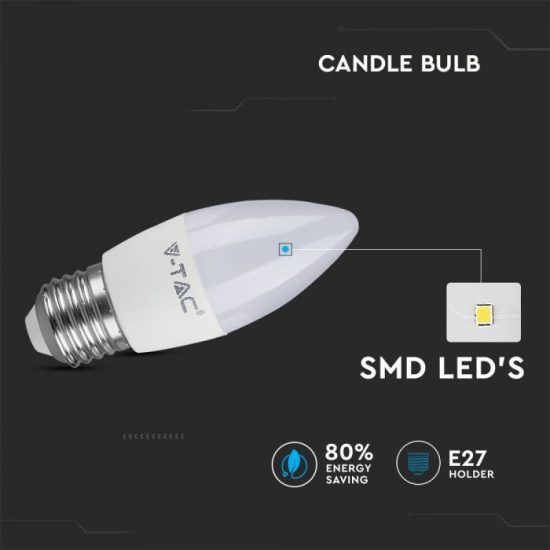 4,5W LED izzó E27 gyertya 4000K - 2143431 V-TAC