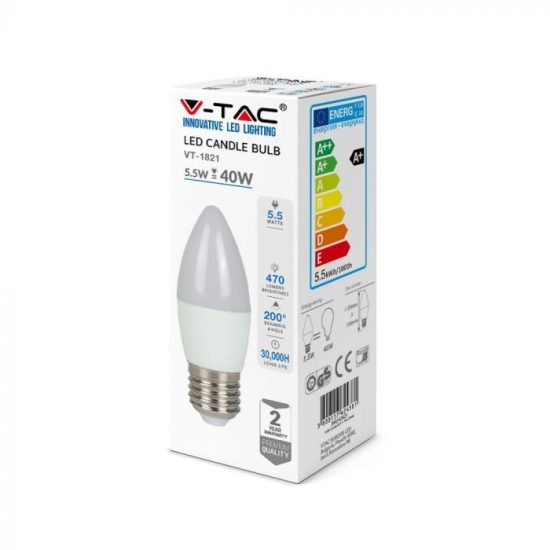 4,5W LED izzó E27 gyertya 4000K - 2143431 V-TAC