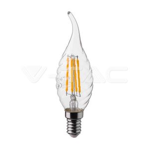   4W Retro Filament LED izzó -  E14 csavart gyertyaláng 4000K - 214431 V-TAC