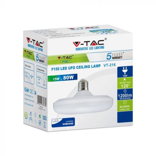 V-TAC LED IZZÓ / E27 / Samsung chip / 15W / VT-216 nappali fehér 214