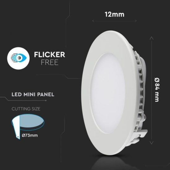 3W Kör Premium LED Panel süllyeszthető 6400K - 216294 V-TAC