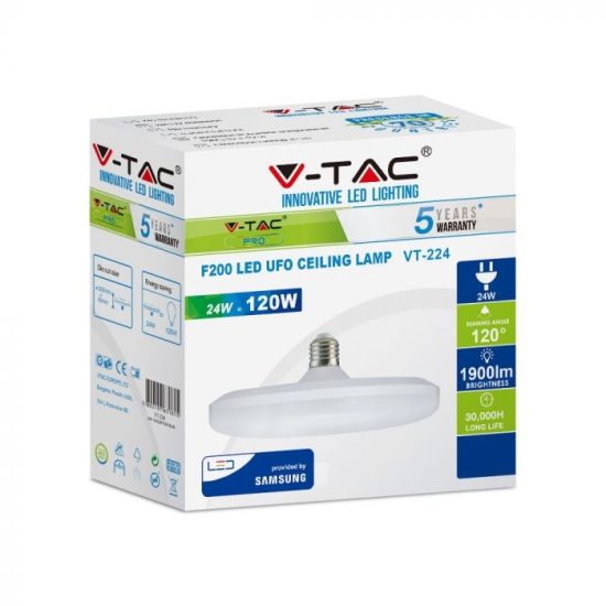 V-TAC LED IZZÓ / E27 / Samsung chip / 24W / VT-224 meleg fehér 216