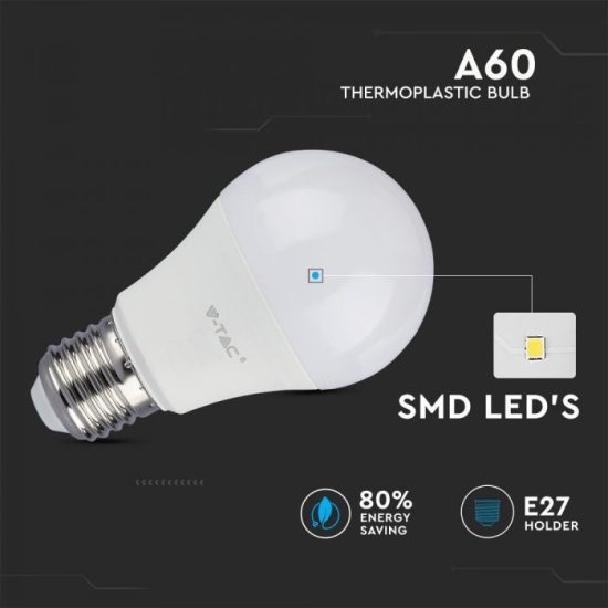 8,5W LED izzó E27 A60 3000K - 217260 V-TAC