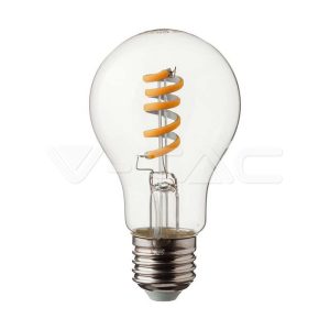   4W Retro LED izzó Spirál Filament E27 A60 Meleg fehér - 217336 V-TAC