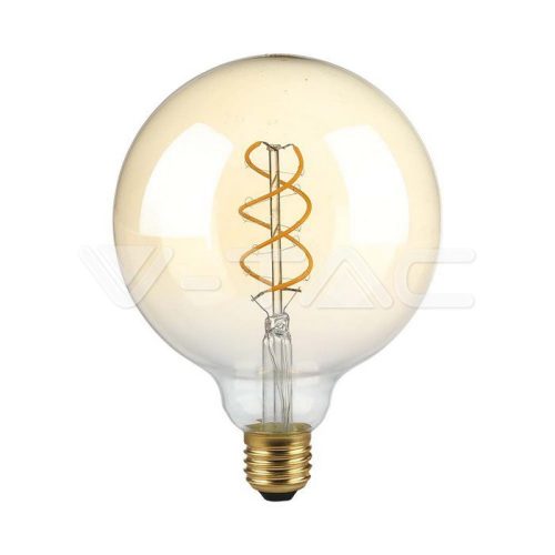 LED izzó  5W Filament E27 G125 borostyán szín, szabályozható fényerő 1800K