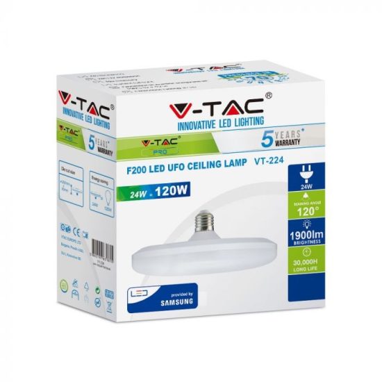 V-TAC LED IZZÓ / E27 / Samsung chip / 24W / VT-224 nappali fehér 217