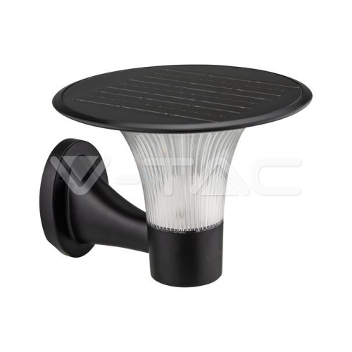 15W LED Napelemes fali lámpa LiFePO4 akkumulátor 6000mAh 6000K+4000K, fekete színű (V-TAC)