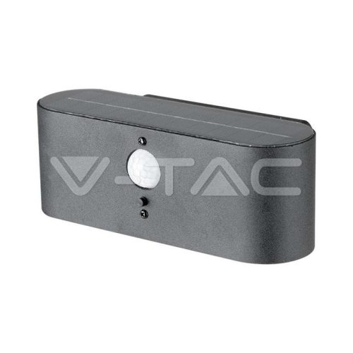 2.5W LED napelemes fali lámpa PIR érzékelővel, 3000K, SMD, IP44 (V-TAC)