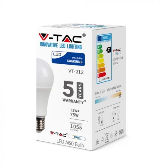 V-TAC LED IZZÓ / E27 / Samsung chip / 11W / VT-212 nappali fehér 232