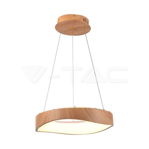 18W LED dizájner függőlámpa, fa színű, Ø400 mm, 3000K (V-TAC)