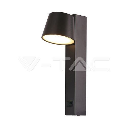 8W LED Fali lámpa USB 3000K Fekete