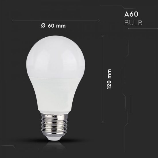 V-TAC LED IZZÓ SMART WIFI / E27 foglalattal / A60 típus / 10W / 2700K - 6400K + RGB / 806lumen / Dimmelhető / VT-5119 2751
