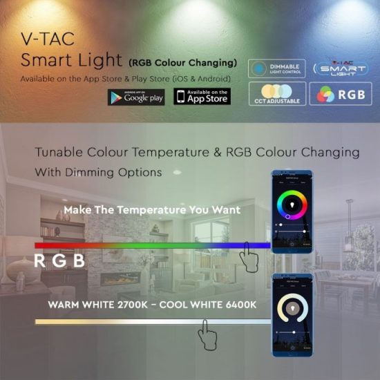 10W Wifis smart LED izzó E27 A60 RGB + CCT - 2751 V-TAC