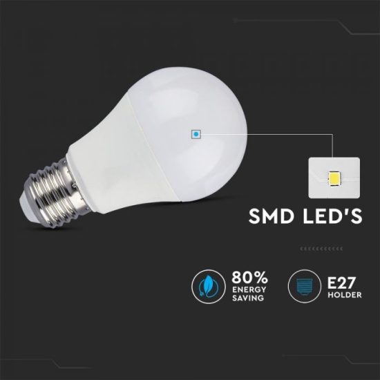 9W LED izzó beépített mikrohullámú mozgásérzékelővel E27 A60 3000K - 2760 V-TAC