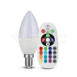   LED izzó 3.5W E14 Gyertya izzó, állítható fényerősség RF vezérlés RGB + 6400K
