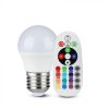 V-TAC LED IZZÓ TÁVIRÁNYÍTÓVAL / E27 foglalat / G45 típus / 3,5W / meleg fehér - 3000K + RGB / 320lumen / Dimmelhető / VT-2224 2772