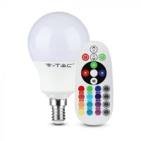  V-TAC LED IZZÓ TÁVIRÁNYÍTÓVAL / E14 foglalat / P45 típus / 3,5W / nappali fehér - 4000K + RGB / 320lumen / Dimmelhető / VT-2234 2776