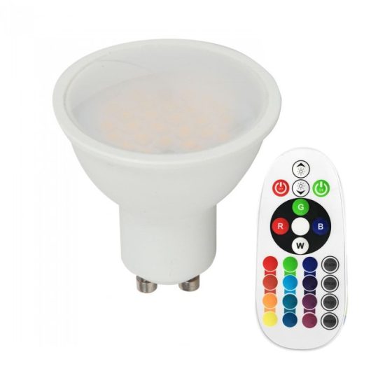 V-TAC LED SPOT / GU10 / 3,5W / 110° / RGB + nappali fehér - 4000K / 300lumen / VT-2244 2779