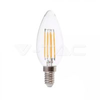   Retro LED izzó - 6W Filament E14 Gyertya 130lm/W Hideg fehér - 2850 V-TAC