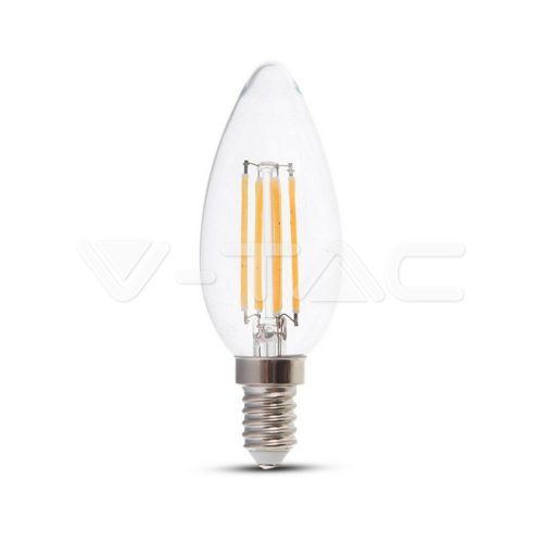 LED izzó 4W izzószálas E14 gyertya, szabályozható, 3000K