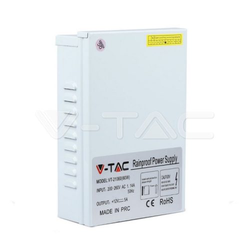 LED Tápegység 60W 12V 5A IP45 Fém Esőálló