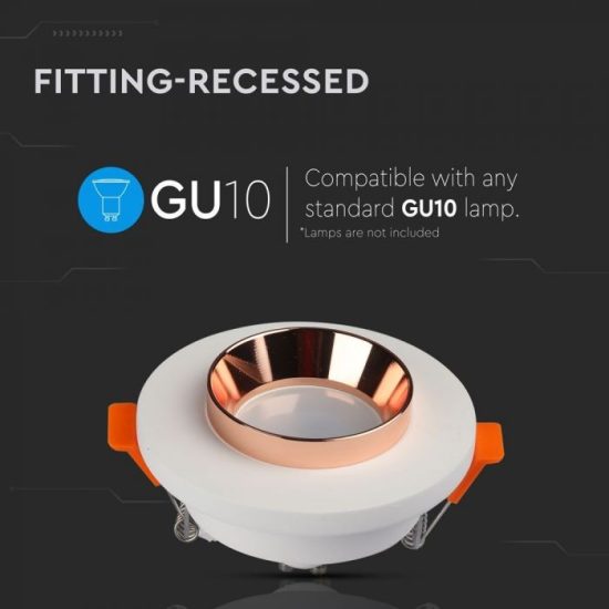 GU10 gipsz fix kör keret porcelán foglalattal - 3123 V-TAC