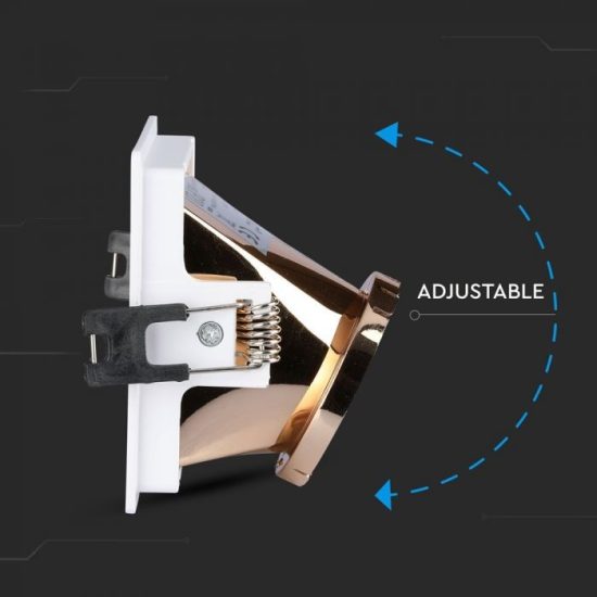 GU10 négyszög beépítőkeret fehér/réz - 3167 V-TAC
