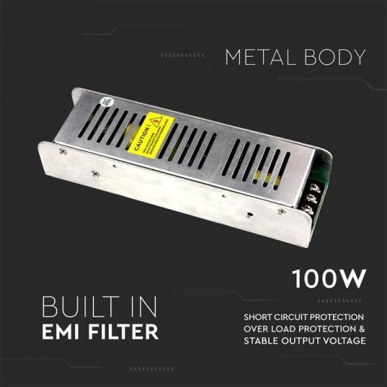 100W dimmelhető fém tápegység 12V 8,5A IP20 - 3256 V-TAC